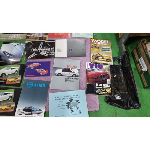 124 - Very large collection of automobilia ephemera to inc a large quantity of vintage car manuals and sal... 