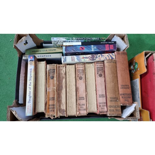 126 - 2x boxes of various vintage books inc 9x books by Jeffery Farnol and a quantity of vintage I Spy boo... 