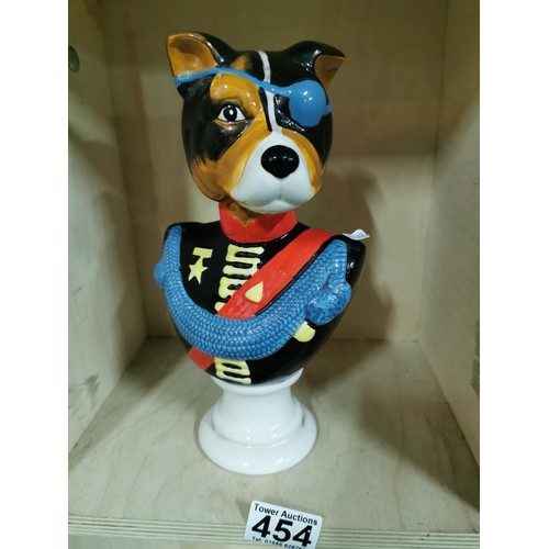 454 - LLB dog bust in uniform figure with an eye patch, unusual and rare to find. 23cm high.