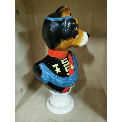 454 - LLB dog bust in uniform figure with an eye patch, unusual and rare to find. 23cm high.