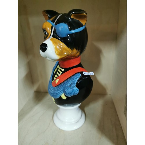 454 - LLB dog bust in uniform figure with an eye patch, unusual and rare to find. 23cm high.