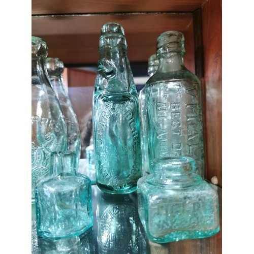 232 - Large collection of good collectable vintage glass bottles inc. cod bottles, inkwell bottles, many i... 