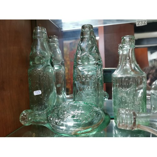 232 - Large collection of good collectable vintage glass bottles inc. cod bottles, inkwell bottles, many i... 