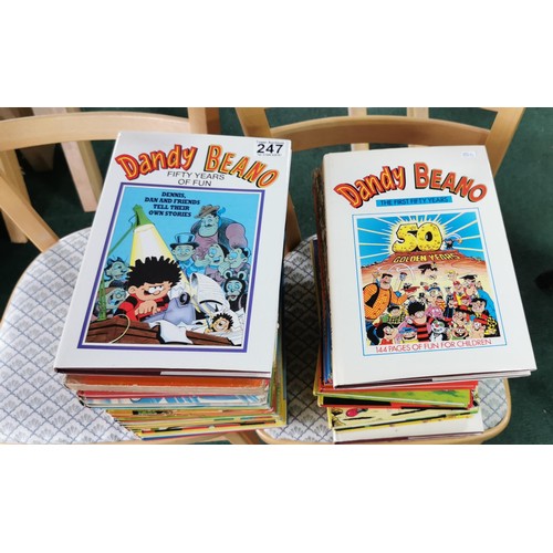 247 - Large qty vintage Beano & Dandy & Desperate Dan annuals inc. Dandy Beano Fifty Years of Fun Book, An... 