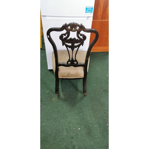 532 - Antique Victorian nursing chair on Cabriole legs with upholstered seat