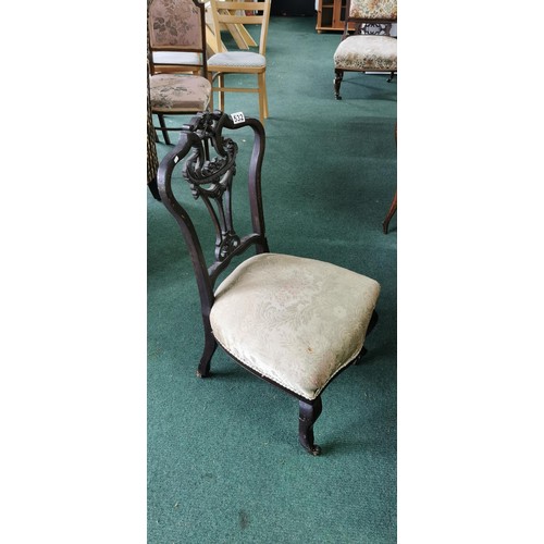 532 - Antique Victorian nursing chair on Cabriole legs with upholstered seat