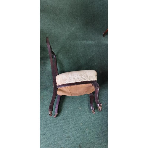 532 - Antique Victorian nursing chair on Cabriole legs with upholstered seat