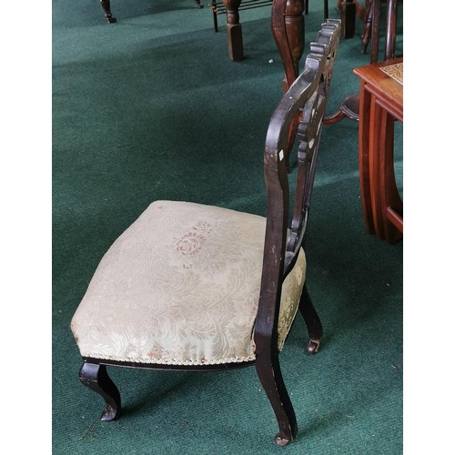 532 - Antique Victorian nursing chair on Cabriole legs with upholstered seat