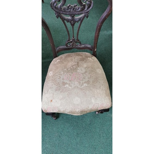 532 - Antique Victorian nursing chair on Cabriole legs with upholstered seat