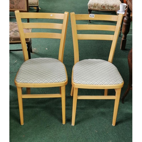 534 - Pair of Beech kitchen chairs