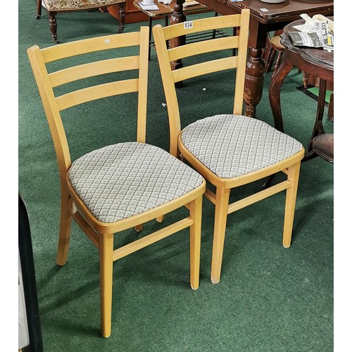 534 - Pair of Beech kitchen chairs