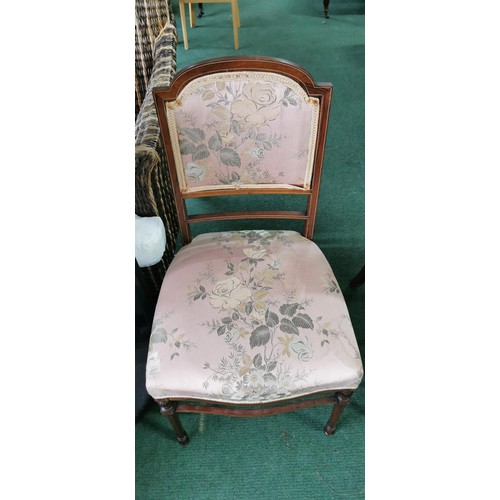 535 - Pair of fine Regency Louis XVI occasional chairs in good clean condition with inlay and upholstered ... 