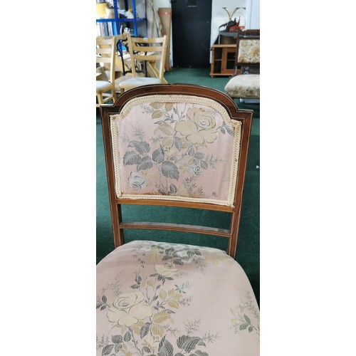 535 - Pair of fine Regency Louis XVI occasional chairs in good clean condition with inlay and upholstered ... 