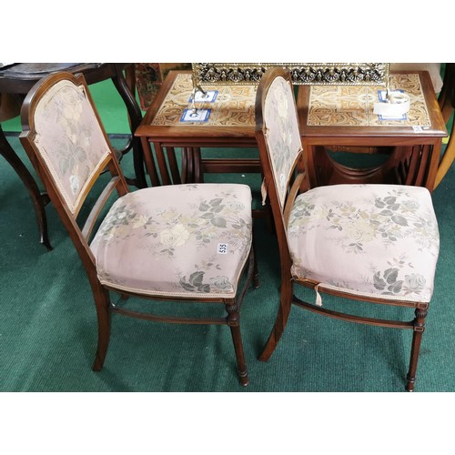 535 - Pair of fine Regency Louis XVI occasional chairs in good clean condition with inlay and upholstered ... 