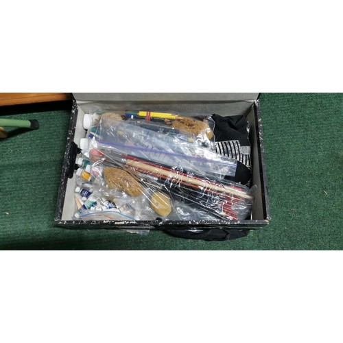 224 - Qty of various art supplies & accessories inc. cased Winsor & Newton paints set, 11