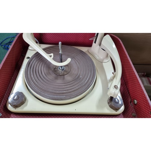 8 - Cased portable tabletop record player by Kolster Brands Tunetime appears to be working powers on the... 