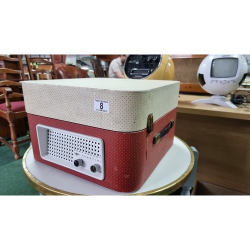 8 - Cased portable tabletop record player by Kolster Brands Tunetime appears to be working powers on the... 