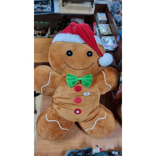 17 - Giant as new with tags gingerbread man soft toy by Christmas Soft toys, height to top of head of 80c... 