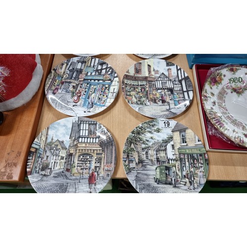 19 - Quantity of 8x Royal Doulton Christmas themed collectable plates from the Window Shopping Collection... 