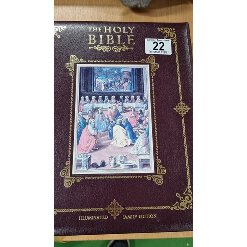 22 - Large ornate modern leather bound Holy Bible illuminated family edition by Lionheart Books Ltd. look... 