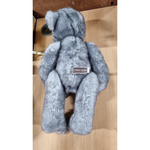 25 - Genuine charlie bears teddy bear jointed in excellent clean condition total length 43cm width 28cm