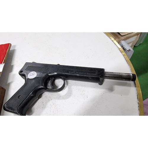 32 - Diana SP 50 4.5mm air pistol along with a pistol formed metal lighter in working condition and an in... 