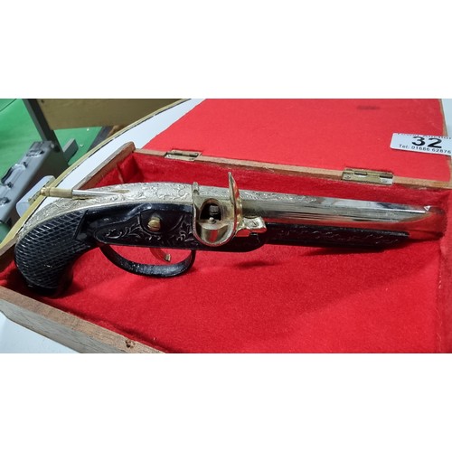 32 - Diana SP 50 4.5mm air pistol along with a pistol formed metal lighter in working condition and an in... 