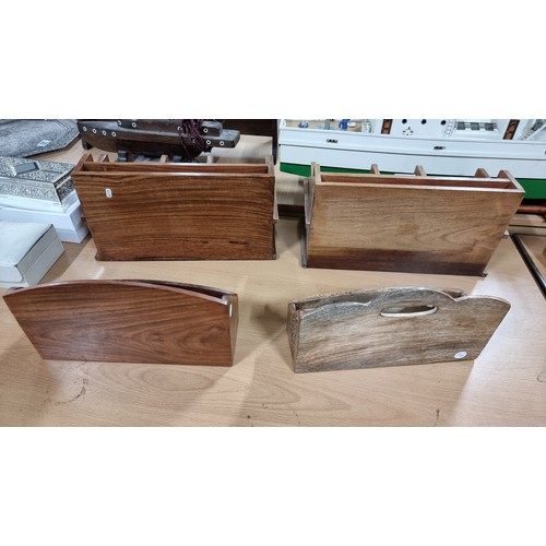 33 - 4x well carved solid wood desk organisers inc two large desk organisers with carved fronts all in ex... 