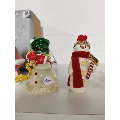 108 - Qty of christmas figures inc. Father Christmas & Snowman, battery operated light up glass snowman fi... 