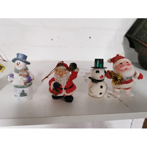 108 - Qty of christmas figures inc. Father Christmas & Snowman, battery operated light up glass snowman fi... 