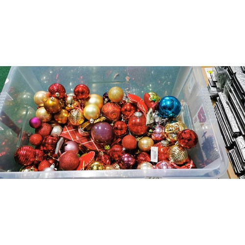 110 - Very large qty of various Christmas decorations mostly containing baubles, Light up candle display M... 