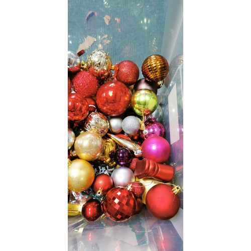 110 - Very large qty of various Christmas decorations mostly containing baubles, Light up candle display M... 