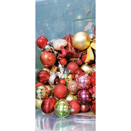 110 - Very large qty of various Christmas decorations mostly containing baubles, Light up candle display M... 