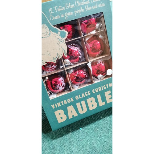 113 - 4x boxed Vintage Christmas Baubles. 12x baubles in each box.