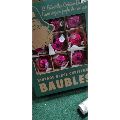 113 - 4x boxed Vintage Christmas Baubles. 12x baubles in each box.