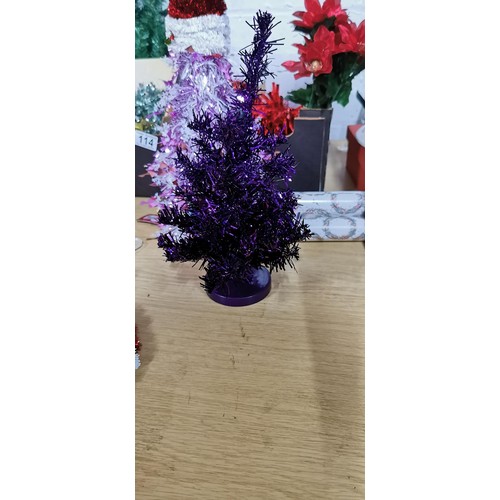 114 - Large qty of various Christmas decorations inc. mini Christmas trees etc.