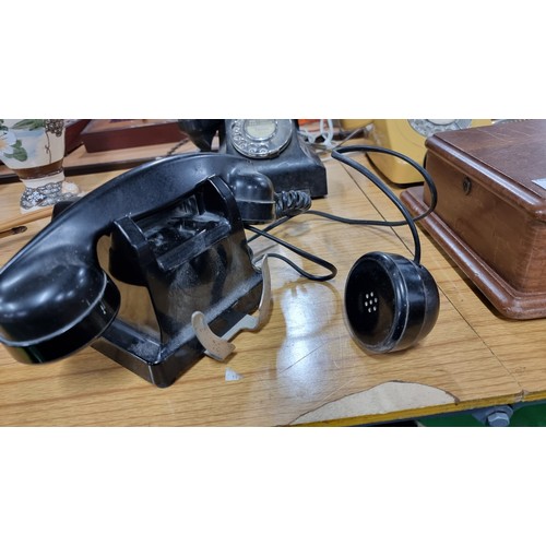 54 - Quantity of 3x vintage telephones and a bell box inc a ericsson 4211ar telephone with additional ear... 