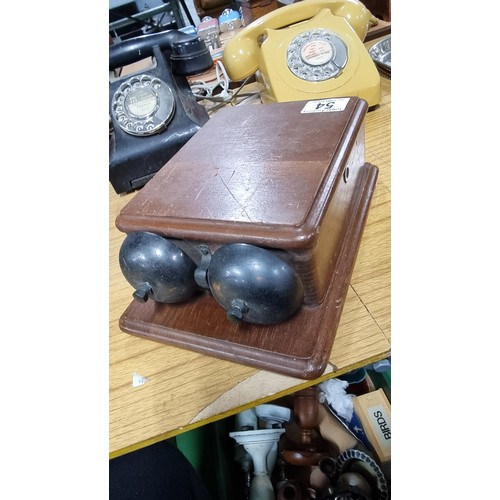 54 - Quantity of 3x vintage telephones and a bell box inc a ericsson 4211ar telephone with additional ear... 