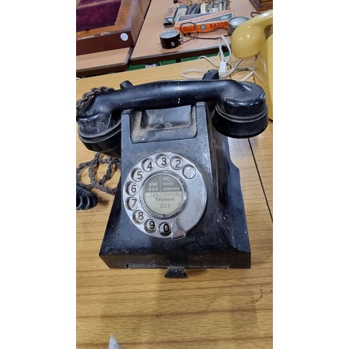 54 - Quantity of 3x vintage telephones and a bell box inc a ericsson 4211ar telephone with additional ear... 