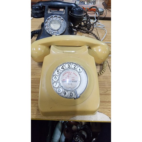 54 - Quantity of 3x vintage telephones and a bell box inc a ericsson 4211ar telephone with additional ear... 