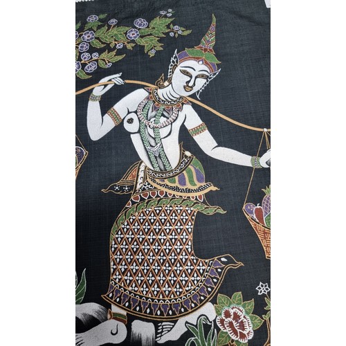 57 - Vintage Balinese hand painted silk picture well executed brought back many years ago always been sto... 