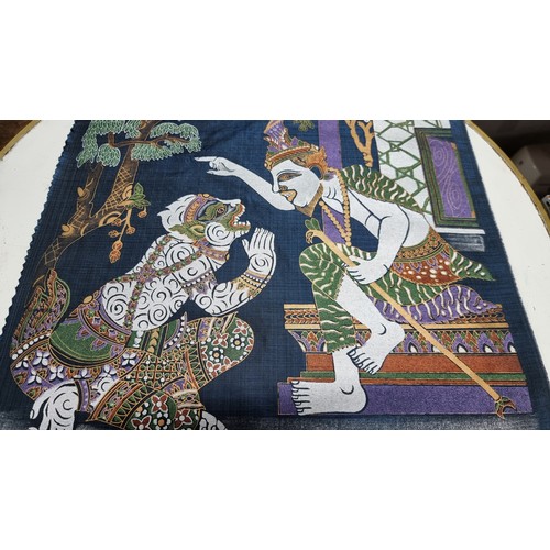 59 - Vintage Balinese hand painted silk picture well executed brought back many years ago always been sto... 