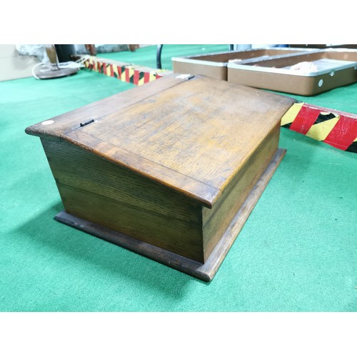 98 - Antique large oak writing box height of 20cm width 46cm depth 34cm