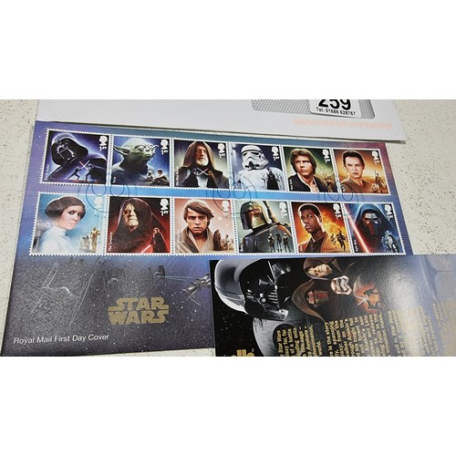 259 - 2x sets of Star Wars Royal Mail first day cover mint stamps in excellent condition