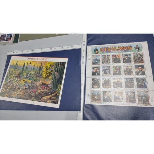 262 - Large quantity of various american mint stamps and stamp blocks inc disney stamps film character sta... 