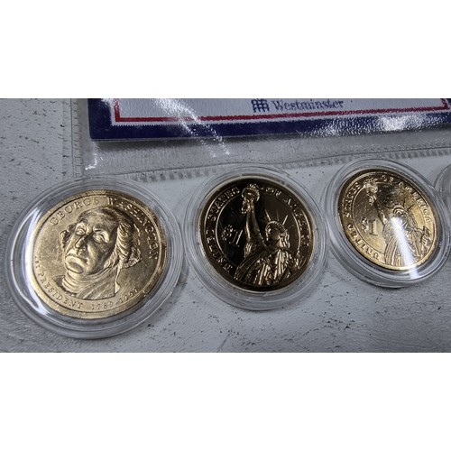 272 - Set of 4x 24ct gold plated US presidential dollars collection by westminster coins all with their CO... 