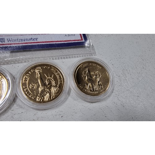 272 - Set of 4x 24ct gold plated US presidential dollars collection by westminster coins all with their CO... 