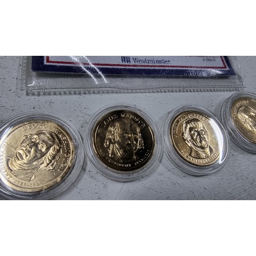 272 - Set of 4x 24ct gold plated US presidential dollars collection by westminster coins all with their CO... 