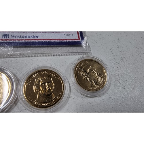 272 - Set of 4x 24ct gold plated US presidential dollars collection by westminster coins all with their CO... 