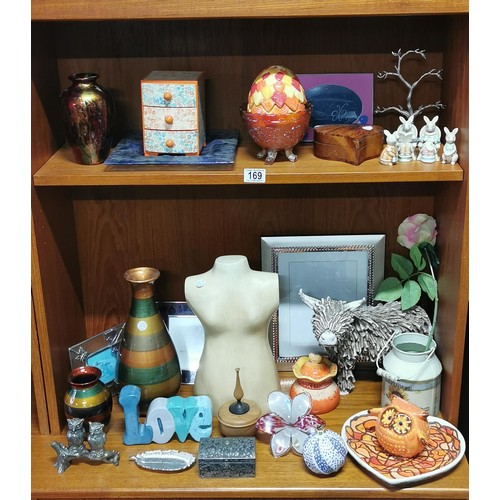 169 - Large qty of interesting decorative homeware items & collectables inc. a miniature mannequin bust, j... 